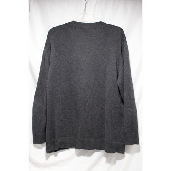 J Jill Women's LP Charcoal Gray Knit Button-up Cardigan Pockets LS Wool Blend - Picture 8 of 14